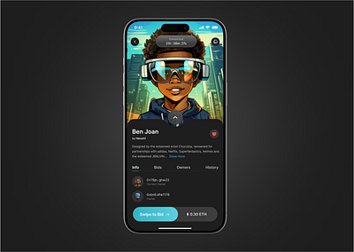 NFT BID SCREEN 3d animation ui