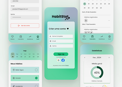 HabitStat app design figma habits manager mobile stat stats task ui ux