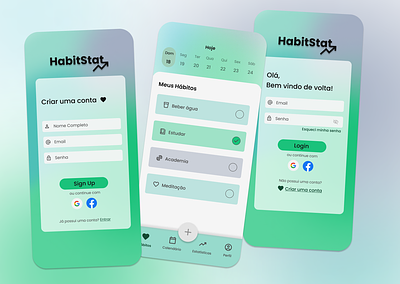 HabitStat app design figma gradient habits manager mobile stat task ui ux