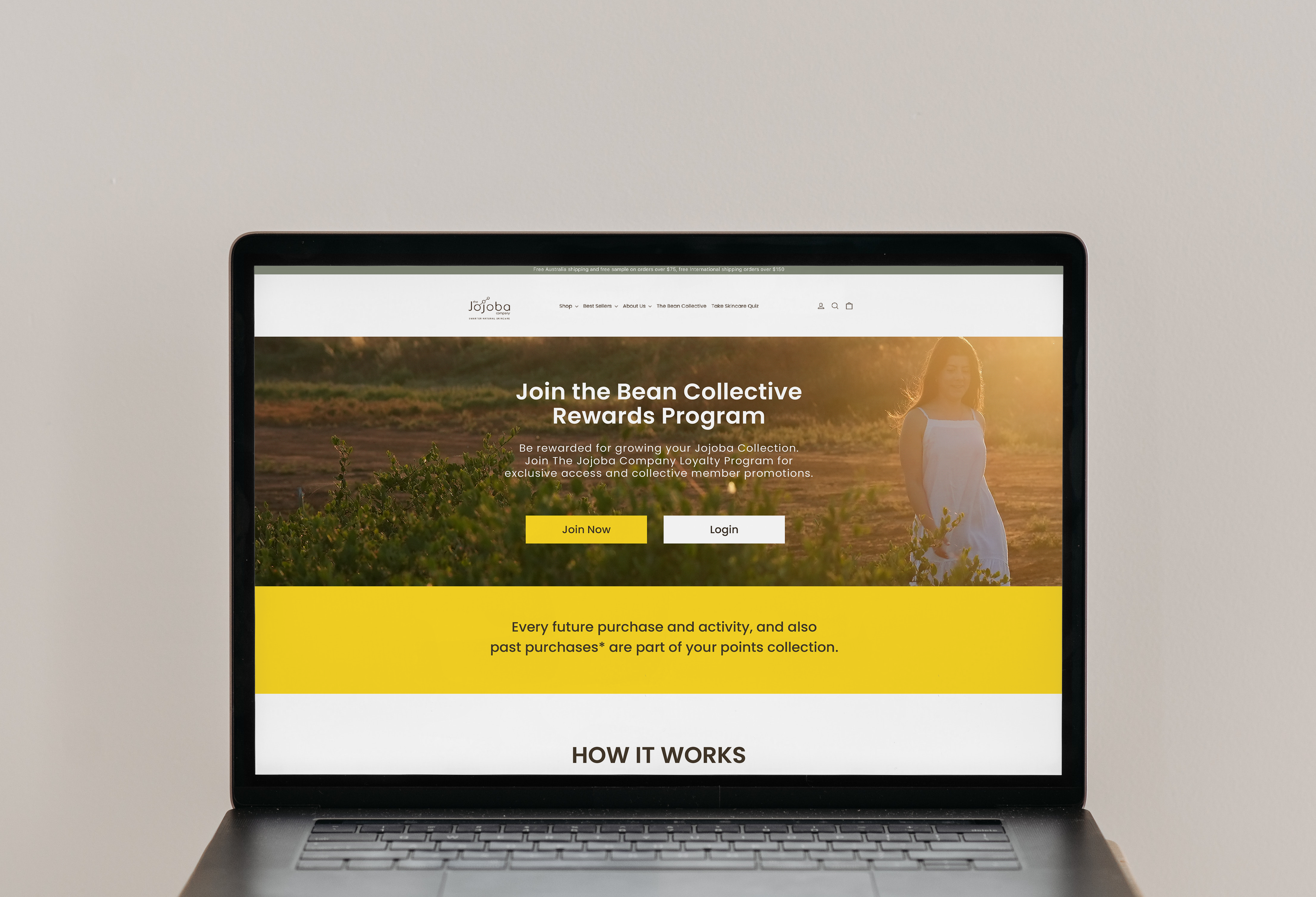 Example of The Jojoba Company Loyalty Page