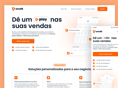 Play55 Website branding design ecommerce graphic landing logo orange tech ui uidesign uiux uiuxdesign uxdesign website
