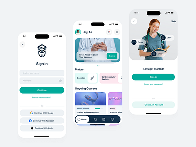 Medical Science Institue - Online Learning Platform App app app screens appui components elearning experince figma graphic designmedical medical mobile app navigation ui ui design user ux