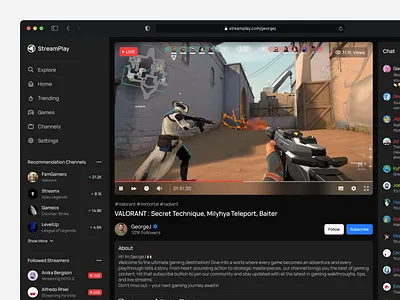 StreamPlay - Game Streaming Platform arcade broadcast channels details game streaming games gaming live live streaming online streaming product design streamer streaming platform tournament twitch video video streaming web web design website