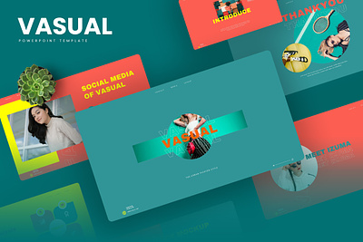 Vasual PowerPoint Template business gsl key model modern ppt pptx presentation template red teal ui urban fashion vasual website yellow