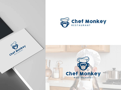 Chef Monkey Restaurant logo design. food, cafe. cafe chef coffeeshop cooking dining room food hotel inn kitchen monkey resort restaurant