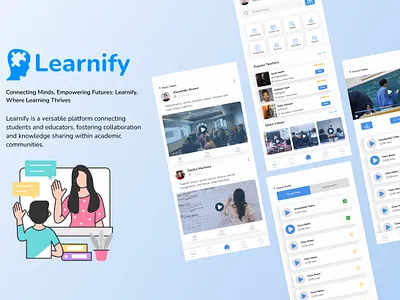Learnify - Tutorial App app course education elearning elearning app exam ios learning app minimal mobile app online class online education study tutor ui ux