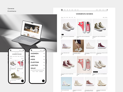 Converse Online Store Redesign brutalism design concept e commerce ecommerce fashion layout mobile online store shopping sneakers ui web web design website