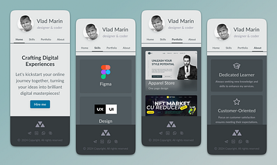 Portfolio website design - 3 device sizes with prototyping design mobile portfolio prototyping resposive tablet ui uxui webdesign