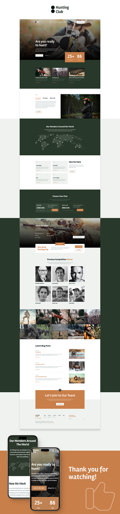 Fishing and Hunting Club design professional template webdesign webflow webflow development webflow website