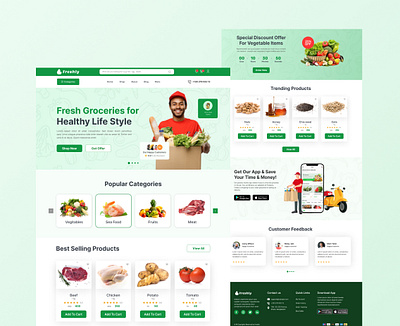 Grocery Shop Website ecommerce fresh food website fresh grocery graphic design grocery grocery shop grocery web idea grocery website grocery website inspiration home page home page design landing page design ui ui ux uiux web design website website template