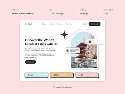 Travel Website Hero 3d animation branding design graphic design illustration logo motion graphics ui vector