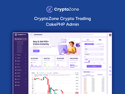 CryptoZone - CakePHP Crypto Trading Admin Dashboard Template branding cakephp creative design illustration logo php framework product design template ui uiux user experience user interface web web design website