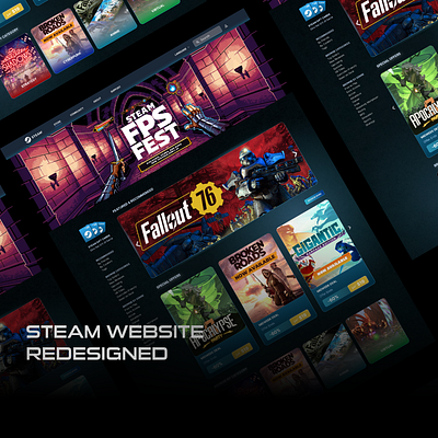 Steam Website Redesigned game gaming graphic design landing page ui website