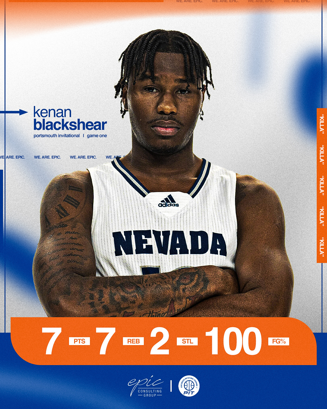 Kenan Blackshear Graphic - 2024 PIT Game 1 Stats basketball blackshear design draft graphic guard instagram kenan nba nevada pit portsmouth social media