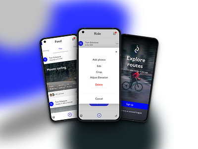 Cycling Mobile App app blue cycling freelancer iphone mobile mockup opentowork poland user interface webflow