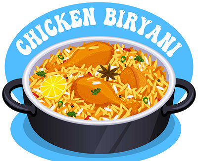 Asian Chicken Biryani Pot asian cuisine biryani biryani pot cartoon food chicken biryani cultural food cute food food illustration graphic design illustration indian biryani vector