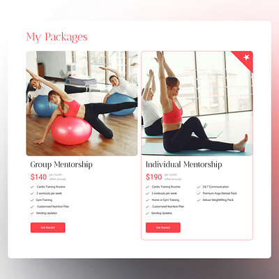 My Packages Section designer gym website personal trainer personaltrainer plan plan program section ui user experience ux ux design web design web designer web section