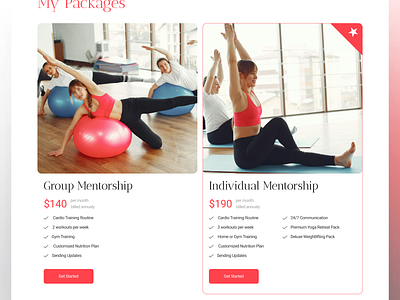 My Packages Section designer gym website personal trainer personaltrainer plan plan program section ui user experience ux ux design web design web designer web section