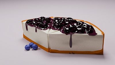 Blueberry Cheesecake 3d 3dmodel blender blenderender blueberry cheesecake design dribbble food like realistic render