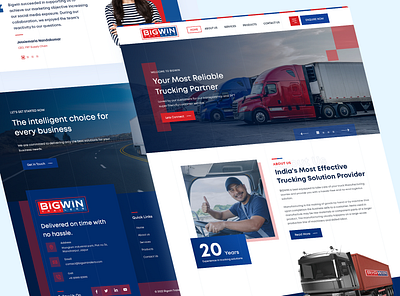 BIGWIN - Trucking Solution Provider Website Design banner design home provider solution provider trucking trucking solution typography ui website website design