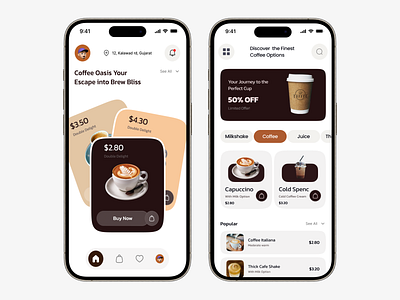 Coffee Shop App UI Design apple branding coffee coffee shop figma graphic design ios iosapp mobile app design ui uidesign uiinspiration uiux uiuxdesign uiuxdesigner