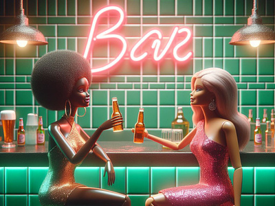 Barbie in BAR : Concept Visualization using Generative AI 3d barbie color palette concept art concept visualization dalle3 generative ai prompt art