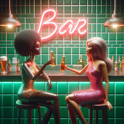 Barbie in BAR : Concept Visualization using Generative AI 3d barbie color palette concept art concept visualization dalle3 generative ai prompt art