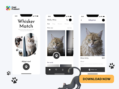 Pet App Design app capi creative cute design mobile pet ui ui kit
