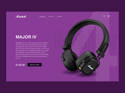 Design composition of Marshall headphones concept design figma ui ux