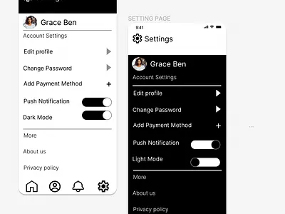 Daily ui day 7 Settings page dail dailyui dailyuiday7 settingpage settingpageui ui uiux