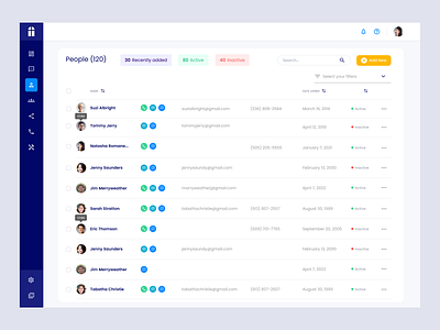 Contacts List for SaaS CRM b2b crm design figma product ui