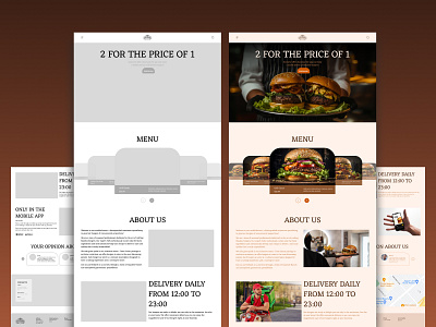 Landing page for a burger restaurant concept design figma landing page prototype ui ux