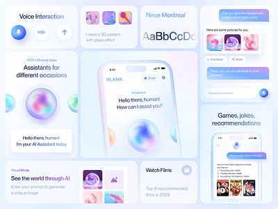 Blank AI. Chat GPT-powered AI assistant 3d ai app branding chat chat gpt design gradients icon midjourney mobile screen ui ux