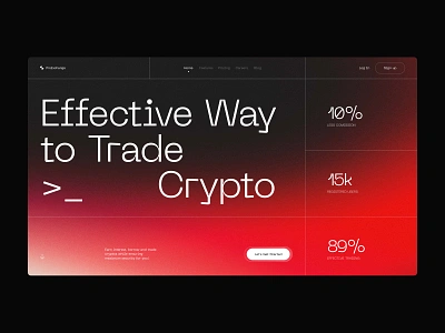 Crypto Trading Platform abstract btc crypto crypto wallet cryptocurrency dark dark mode gradient landing layout platform site trading typography ui web web design webdesign website