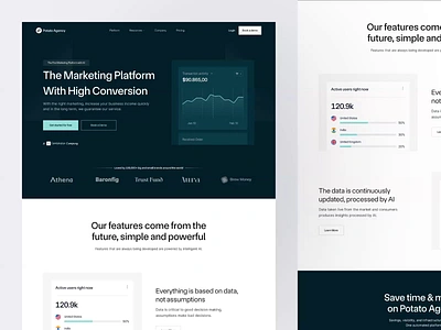 Potato - Marketing Agency Landing Page agency animation b2b business campaign clean company dipa inhouse homepage landingpage marketing mockup illustration modern saas startup ui ux web design webflow website