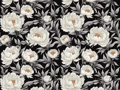 Peony Noir Elegance Pattern ai generative pattern peonies