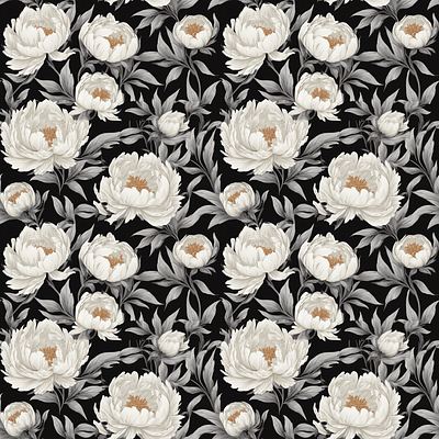 Peony Noir Elegance Pattern ai generative pattern peonies