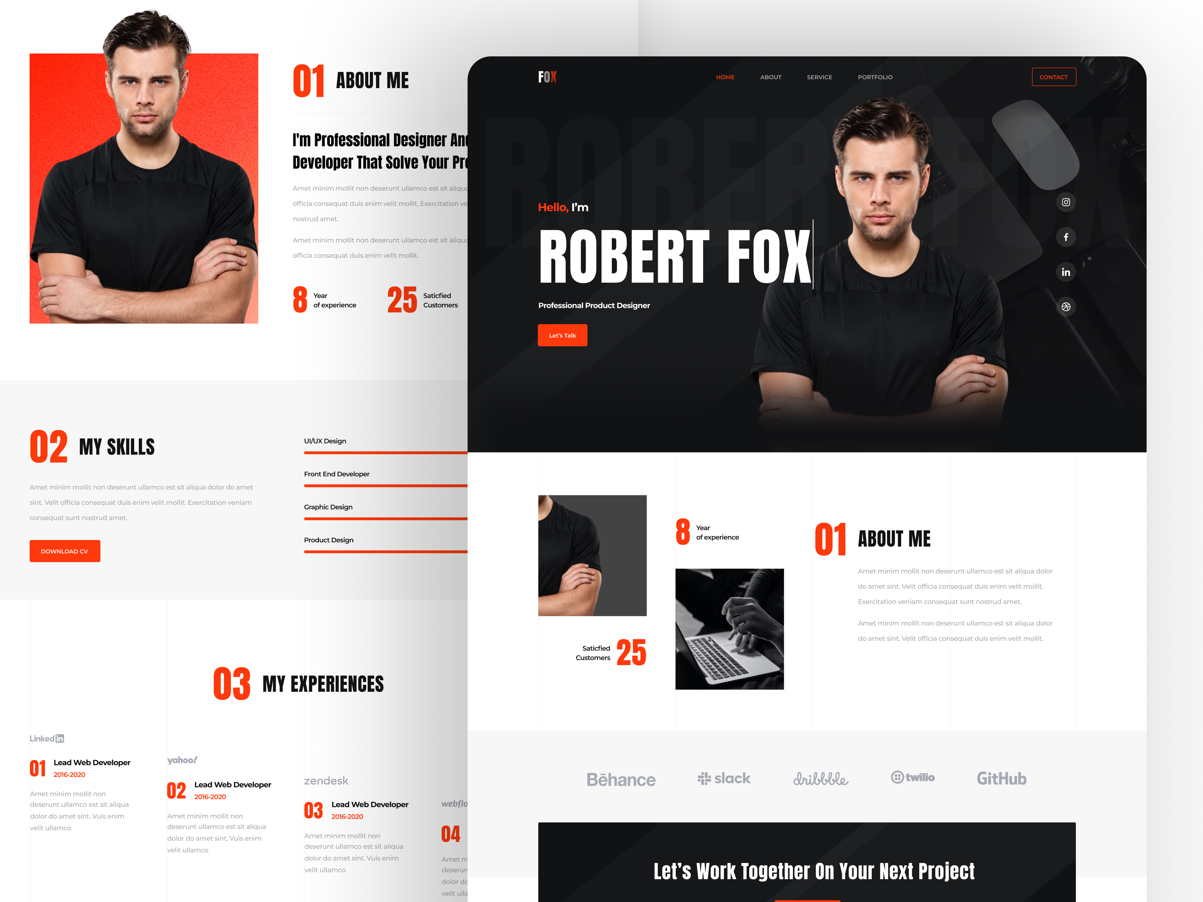 Fox portfolio website Landing Page app app design branding design figma design graphic design illustration logo ui ui design ux ux design vector web app design web application design website design