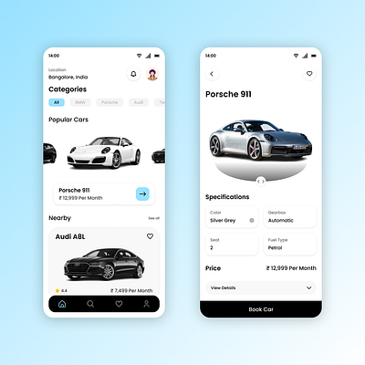 Car Rental App car dailyui figma mobileapp rental ui uidesign uiux uiuxdesign ux uxdesign