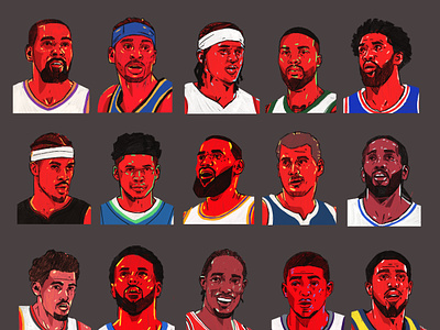 NBA 2024 - Playoffs madness basketball character illustration illustrator nba nba action nba basketball nba illustrated nba illustrations nba madness nba playoffs people portrait portrait illustration procreate
