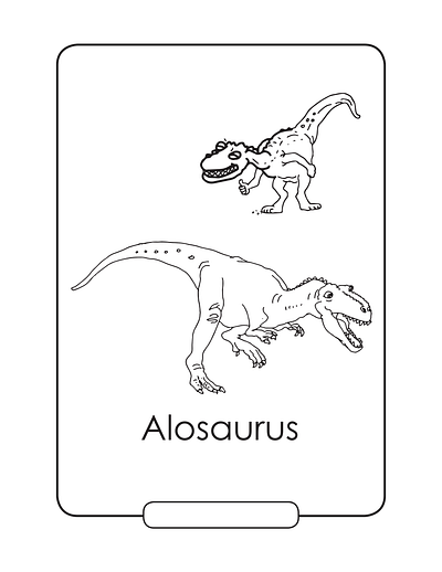 Alosaur cute coloring page animation graphic design