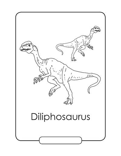 Diliphosaur coloring page animation graphic design