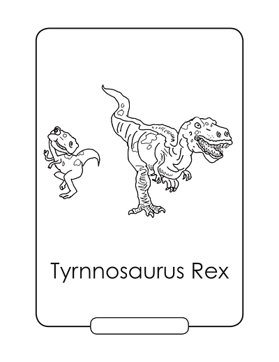 Cute Tyrnnosaur coloring page animation graphic design