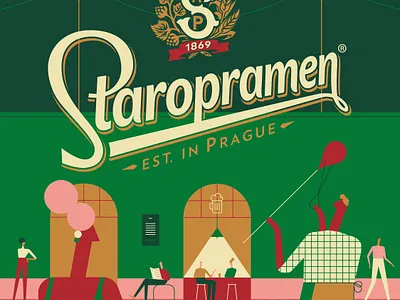 STAROPRAMEN art beer beverages cans character dine illustration packaging prague skateboard travel vector