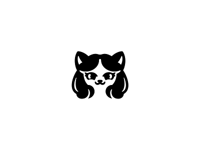 Cat logo beauty cat character logo logotype minimalism woman zoo