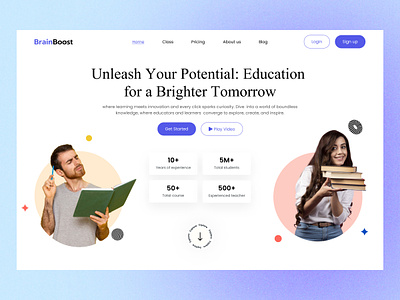 BrainBoost: Educational Landing Page Design course design e learning edu education education platform figma landing landing page learning platform learning web online leaning platform ui ux web web design website