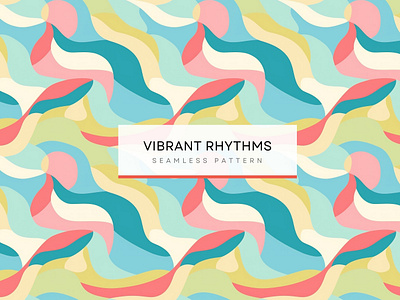 Vibrant Rhythm, Wavy Seamless Patterns 300 DPI, 4K • art deco modernism design • fluid organic curves pattern • light green and yellow pattern • pastel color flat design • playful negative space art • retro style background • wavy abstract shapes pattern