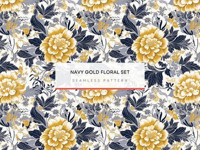 Navy Gold Floral ,Seamless Patterns 300 DPI, 4K, Flower Patterns fabric design style floral artwork floral designs floral harmony patterns floral pattern leaf shapes pattern navy and gold pattern navy and gold patterns repeat pattern seamless pattern tile pattern white background patterns