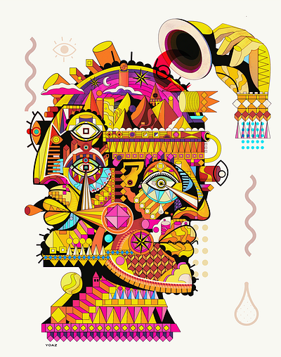 Faces artwork bookcover cubisme dessin edition geometric graphic graphic design illustration illustrator ilustre psychedelic vector yoaz