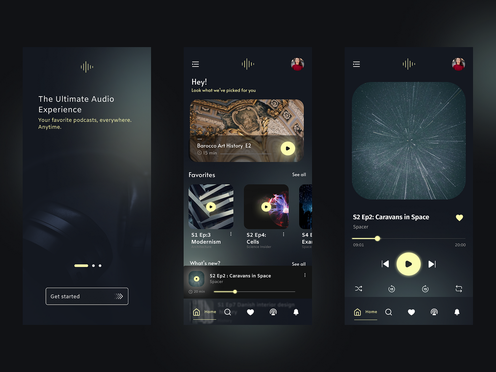 Podcast app UI by Ekaterina on Dribbble